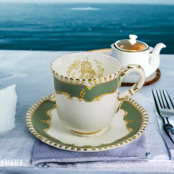 Espresso Coffee Antique Demi Cup Set English Bone China Royal Worcester Gift Set - Picture 13 of 15